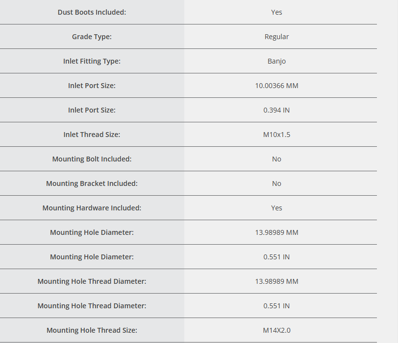 Brake Caliper Specification Feature 3