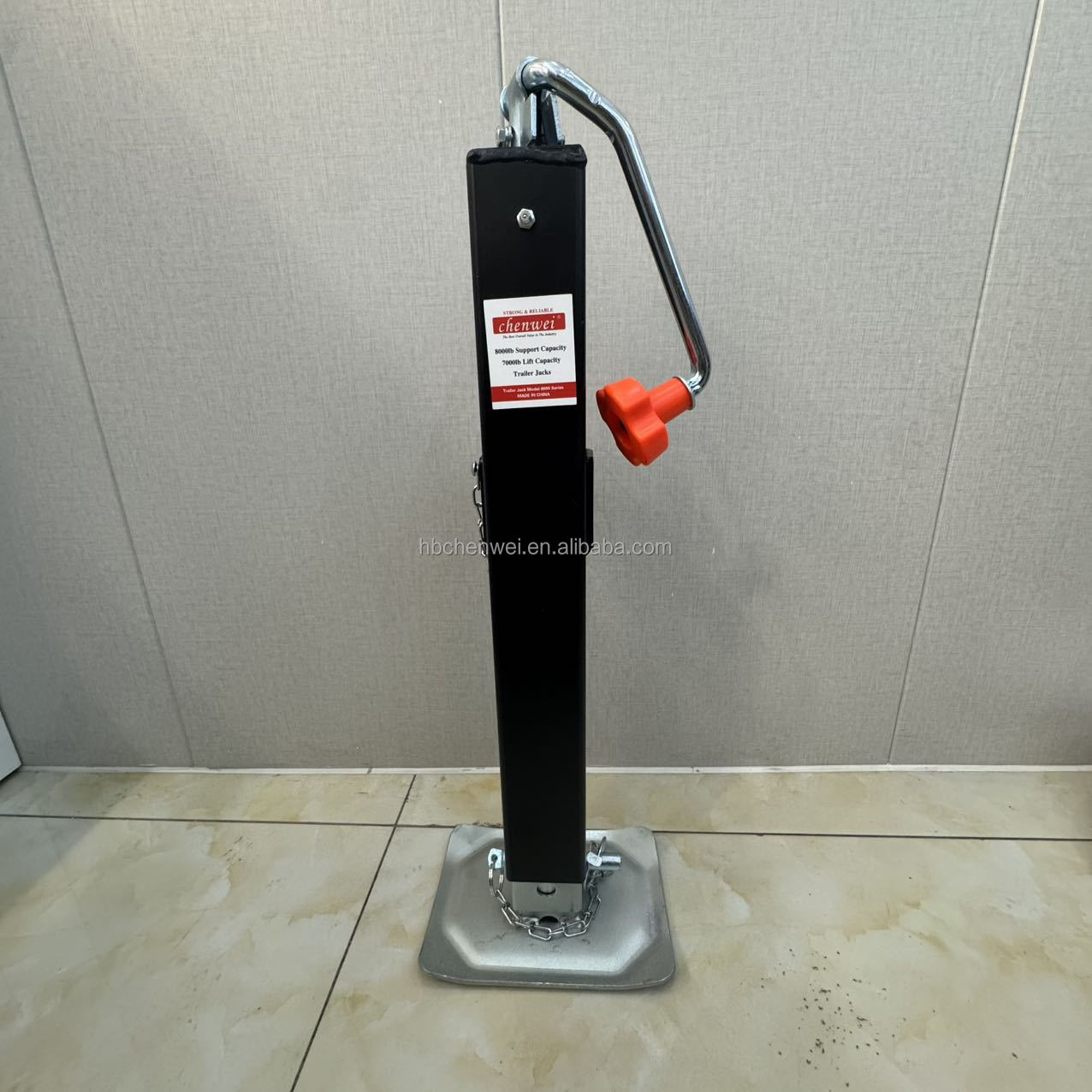 New 7000 Pounds Double Hole Square Tube Side Swing Trailer Jack Axle Parts Steel Landing Gear with Mounting Plate