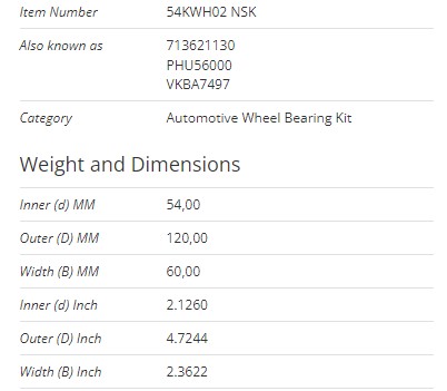ZA-54KWH02 54x120x60mm 43560-26010 2DUF054 N-9 Hiace Front Axle Wheel Bearing Hub 54KWH02 43560-26010