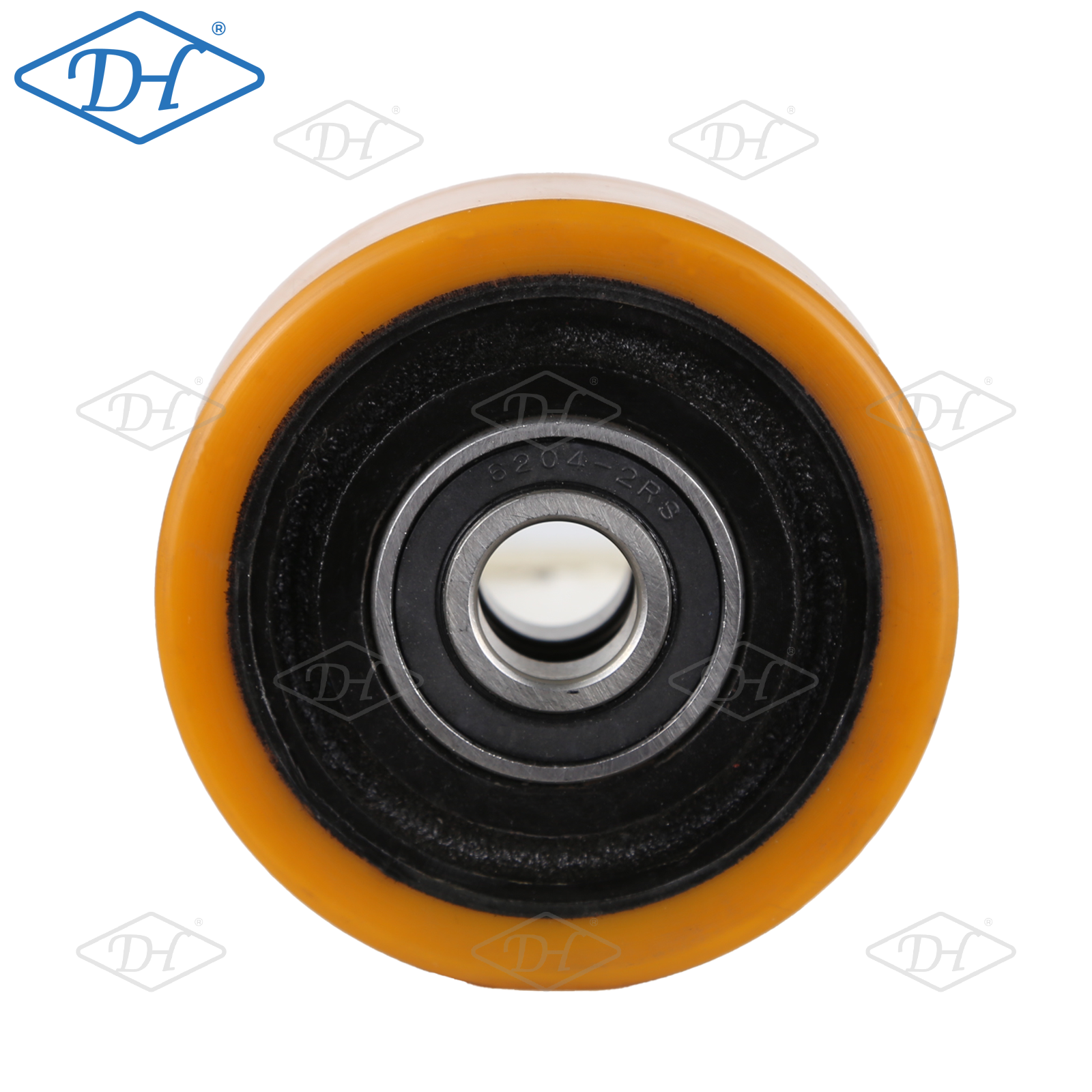 100*40 Iron Core Polyurethane Wheel Ball Bearing Yellow Sealed Bearings Durable Maintenance Free Silent Operation Forklift Wheel
