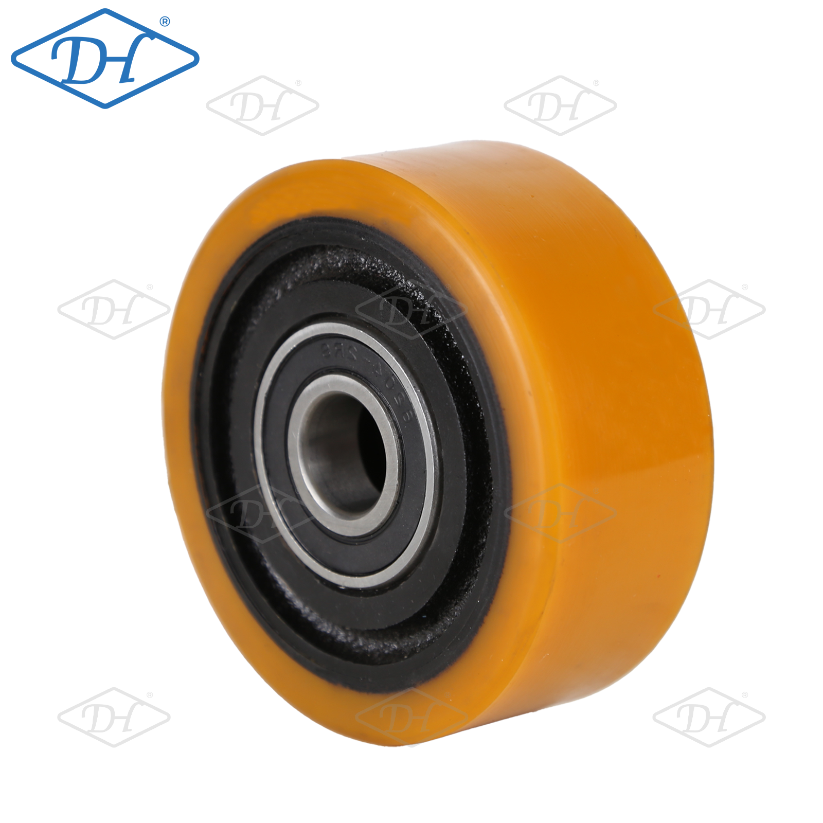 100*40 Iron Core Polyurethane Wheel Ball Bearing Yellow Sealed Bearings Durable Maintenance Free Silent Operation Forklift Wheel